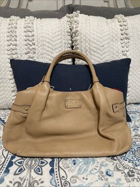 kate spade Pebbled Leather Satchel in Beige-Tan